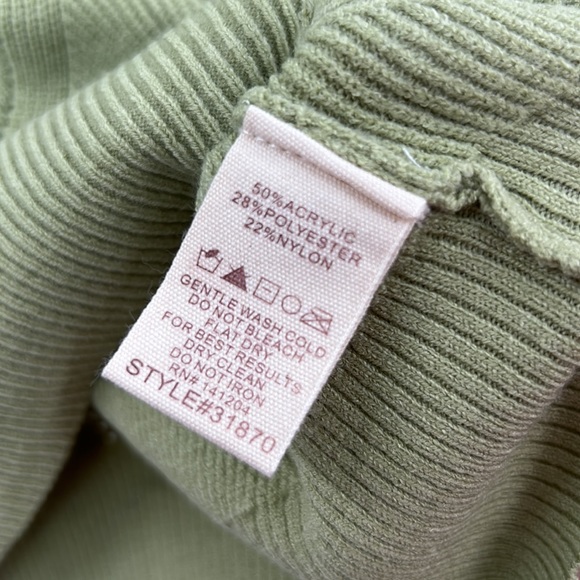 🆕Hem & Thread Sweater V Neck Jacquard Volume Puff Sleeve Lime/Olive S,M & L - Picture 6 of 6